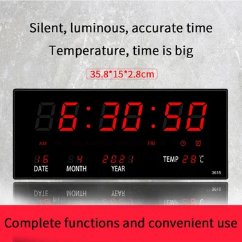 LED Perpetual Takvim Elektronik Saat Dijital Duvar Saati Alarm Saatlik Chiming Sıcaklık Masa Saatleri Ev Ofis Kırmızı