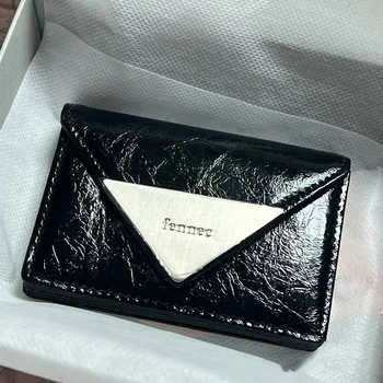 Fennec Patent deri cüzdan Klasik Üçgen Taşınabilir kart tutucu bozuk para cüzdanı Çok Renkli KİMLİK Çantası