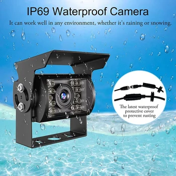1080P HD geri görüş kamerası, IP69 Su Geçirmez Geniş Görüş Açısı Geri Dikiz Kamera Monitör Kamyon Römork Pikap