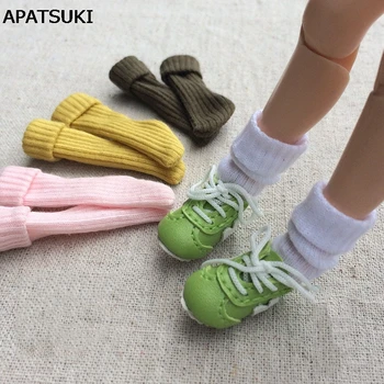 1 çift El Yapımı Kısa Çorap Blythe için 1: 6 Bebek Çorap Barbie Düz Renk Çorap Momoko OB Azon 1/6 Bebek Aksesuarları