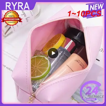 1~10 ADET Güzellik Sevimli Kadın Bayan Seyahat Makyaj Çantası kozmetik torbası Debriyaj Çanta Rahat Çanta Su Geçirmez Taşınabilir Yıkama saklama çantası