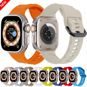 Silikon Kayış Apple Watch İçin Ultra bant 49mm 8 7 45mm Spor Dalgalı Bilezik Bileklik iWatch Serisi 6 5 4 3 SE 44mm 42mm Correa