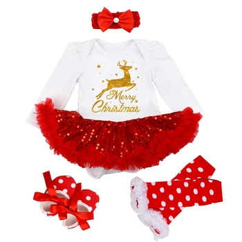 Noel Bebek Kız Noel Kostümleri Toddler Kız 1st noel kıyafeti Yenidoğan Vaftiz Elbisesi 12 Ay Infantil Vaftiz Elbise