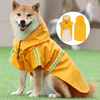Büyük Köpekler İçin köpek Yağmurluk Su Geçirmez Kapüşonlu Köpek Giysileri Tulum Yağmur Pelerin Yansıtıcı Ceket Açık Nefes Pet Coat