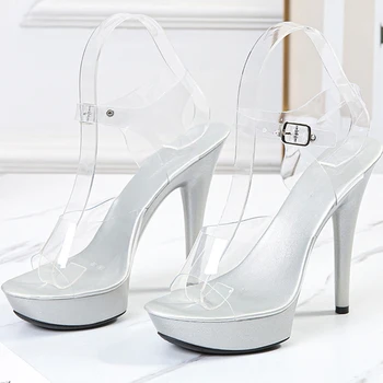 Stiletto seksi platform 13cm yüksek topuklu sandalet podyum artefakt modeli yüksek topuklu ayakkabılar