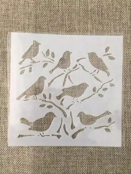 13cm Kuşlar DIY Katmanlı Şablonlar duvar tablosu Karalama Defteri Boyama Kabartma Albümü Dekoratif Şablon