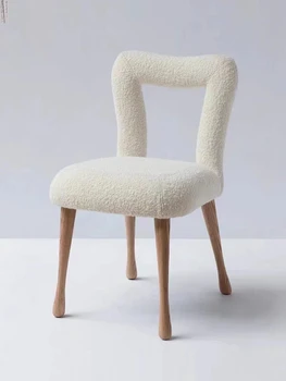 Oturma Odası Sandalyeleri Tost Yemek Sandalyesi Kapalı Beyaz Kuzu Polar Soyunma Sandalye Makyaj Sandalye Arkalığı Sandalye Boş Sandalye Rahatlatıcı Ch