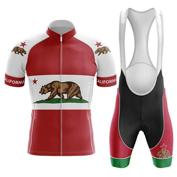 California Bisiklet Seti Bib Şort Bisiklet Jersey Bisiklet Gömlek Kısa Kollu Elbise Döngüsü Yokuş Aşağı MTB Dağ Takım Elbise