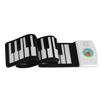 Taşınabilir 49 Tuşları Elektronik Piyano Şarj Edilebilir Çocuk Esnek Roll up Klavye Enstrüman Hediye Renkli