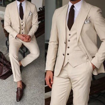 Klasik erkek Düğün Takımları Doruğa Yaka Smokin Slim Fit Damat Giyim Erkek 3 Parça (Ceket+Pantolon +Yelek) Custom Made