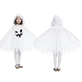 Çocuk Çocuk Beyaz Hayalet Cosplay Kostüm Kızlar İçin Pelerin Pelerin Kıyafetler Cadılar Bayramı Karnaval Parti Rol Oynayan Takım Elbise