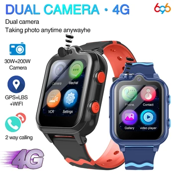 4G çocuk Smartwatch GPS Konumlandırma ile Çocuklar AGPS LBS WıFı SOS Çift Kamera akıllı saatler Su Geçirmez 900mAh Müzik Çalma