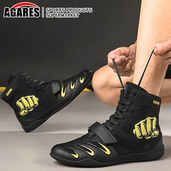 Yeni Nefes boks ayakkabıları Erkekler Hafif Boks Botları Kadın Anti Kayma Uçuş Sneakers Büyük Boy 46 güreş ayakkabısı