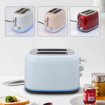2 Dilim Tam Otomatik hızlı ısıtma Tost Makinesi Fırın atmosfer ışığı 6 Seviyeleri Ev Kahvaltı Ekmek Pişirme Ekipmanları