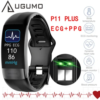 UGUMO P11 Artı akıllı bilezik Vücut Sıcaklığı İzleme Akıllı Bileklik EKG PPG akıllı saat Kalp Hızı Kan Basıncı Bilezik