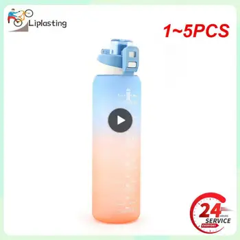 1~5 ADET Taşınabilir Su Şişesi su bardakları Motivasyon Spor Su şişesi ile Zaman Makinesi sızdırmaz Fincan Açık Spor için
