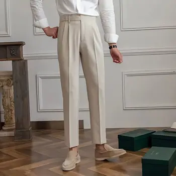 2023 İlkbahar ve Sonbahar Pamuk Düz Takım Elbise Pantolon erkek Gevşek Pantolon İş Katı Rahat Terzilik Marka Giyim Z95