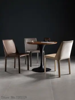 Eyer Deri Yemek sandalye ışığı Lüks Ev Modern Kahve Dükkanı Müzakere Arkalığı Tabure Masası İtalyan Yumuşak Çanta Otel Sandalye