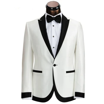Erkekler Ceket Düğün Damat Beyaz Ceket Siyah Doruğa Yaka Steampunk Resmi Balo Tek Göğüslü Hombre пиджак 2023