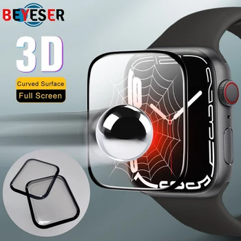 3D Tam Kapak Ekran Koruyucu Apple İçin İzle Serisi 7 41mm 45mm Kavisli Kenar koruyucu film İçin iwatch serisi Değil Cam Filmi