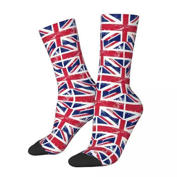 Sıkıntılı Union Jack Bayrağı Çorap Harajuku Süper Yumuşak Çorap Tüm Sezon Uzun Çorap Aksesuarları Adam Kadın için Hediyeler