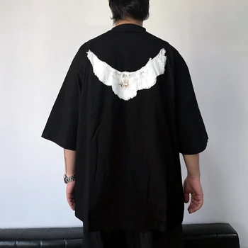 Kişilik gevşek büyük boy güvercin moda marka kısa kollu yüksek kaliteli büyük boy pamuklu bluz T-shirt erkekler y2k
