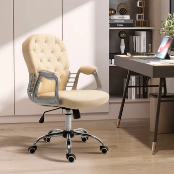 Moda PU Deri Orta Arka Ofis Koltuğu Döner Tepeli Arkalığı Görev Sandalye Yastıklı Kol Dayama ile, Ayarlanabilir Yükseklik
