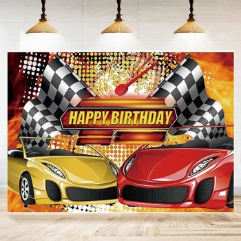 Fotoğraf Backdrop Spor Arabalar Siyah Ve Beyaz Bayrak Mozaik Noktalar Doğum Günü Photoshoot Fotoğraf Doğum Günü Partisi Arka Plan Afiş