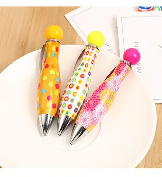 Yaratıcı Kırtasiye yağ Benekli Bowling Tükenmez kalem Mini Kalem Geri çekilebilir Kalem sevimli Tükenmez kalem