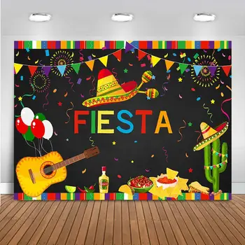 Meksika Fiesta Doğum Günü Partisi Arka Plan Taco Doğum Günü Partisi Zemin Yaz Fiesta Luau Havuz Partisi Dekorasyon Olay Afiş
