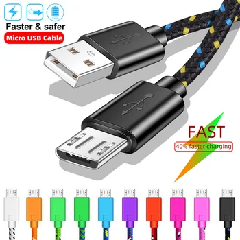 Mikro USB Kablosu 1m/2m / 3m Naylon dokuma Data Sync Hızlı şarj kablosu Samsung S23Ultra Huawei P40 Xiaomi 13 mikro USB Veri Kablosu