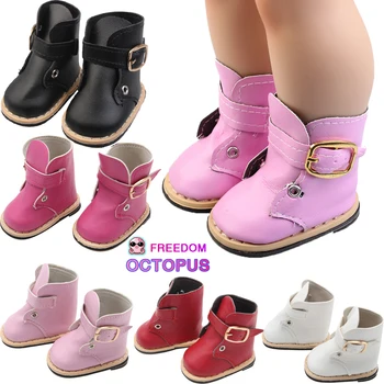 18 İnç amerikan oyuncak bebek Botları Yüksek Kaliteli 6 Renk Deri Kız Bebek Ayakkabıları 43cm Yeni Doğan Rusya Dıy Bebek Çorap
