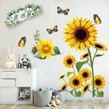 Ayçiçeği Kelebek Dıy Ev Mutfak Oturma Odası Yatak Odası Banyo Koridor Dekorasyon Aksesuarları Duvar Sticker Kağıdı