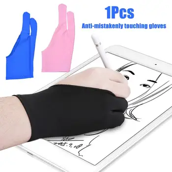 1 Adet Anti-Fouling iki parmak eldiven sanatçı çizim kalem grafik Tablet Pad için