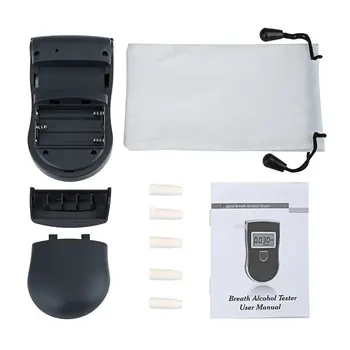 Taşınabilir Polis Breathalyzer Analiz Dedektörü Dijital LCD Alkol Sensörü Nefes Tester ile 5 Tek Kullanımlık Ağız Adet 818