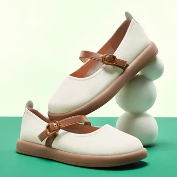 Retro Düz Küçük deri ayakkabı kadın 2023 Yeni Yaz Sığ Ağız Düşük Topuk Çok Yönlü Mary Jane Ayakkabı Zapatos De Mujer
