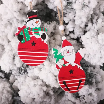Noel Baba Kardan Adam Ahşap Noel Süslemeleri Noel Ağacı Kolye Renk Kolye Yeni Yıl Noel Ev Doğum Noel Deco