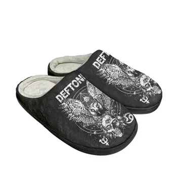 Deftones Metal Sanat Rock Grubu Ev Pamuk özel terlikler Mens Womens Sandalet Peluş Yatak Odası Rahat Sıcak Tutmak Ayakkabı Termal Terlik
