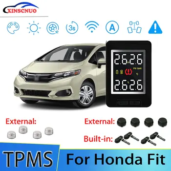 Akıllı Araba TPMS Lastik Basıncı İzleme Sistemi Honda Fit İçin 4 Sensörlü Kablosuz Alarm Sistemleri lcd ekran TPMS Monitör
