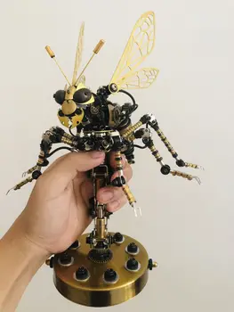 3D Mekanik Wasp Montaj Zanaat Paslanmaz Çelik Böcek Bulmaca model seti Ses Kontrolü Motor DIY Ürün Yapı Seti Çocuk Oyuncak