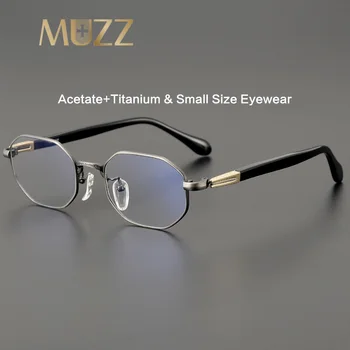 Titanyum + Asetat Bacaklar Gözlük Çerçevesi Erkekler Poligon Miyopi Reçete Gözlük Yeni Kadın Retro Optik El Yapımı Gözlük Gözlük