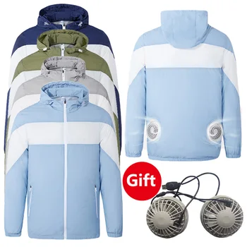 Fan klima Ceket Yaz Soğutma Takım Elbise USB Şarj Erkekler Güneş Koruma Soğutma Ceket Açık Çalışma Elektrikçi Giysileri