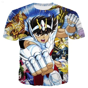 Yaz Anime T Shirt Aziz Seiya 3d Baskı T-shirt Çocuklar Hip Hop T-Shirt Erkek Kadın Moda Kısa Kollu Büyük Boy Tees Tops Manga