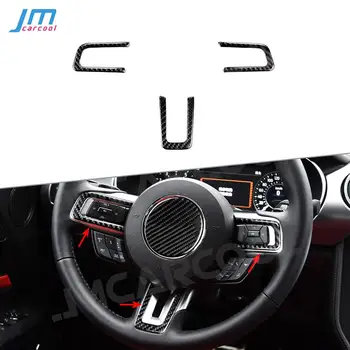 Karbon Fiber Araba direksiyon Anahtar Düğmesi Çerçeve Trim Sticker Kapakları Ford Mustang 2015 -2019 İçin Araba Styling