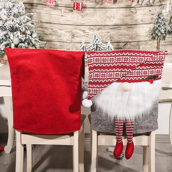Noel sandalyesi Kapak Meçhul Yaşlı Sevimli Çift Dışkı Kapak Merry Christmas Süslemeleri Ev Mutfak Dekorasyon için 2023