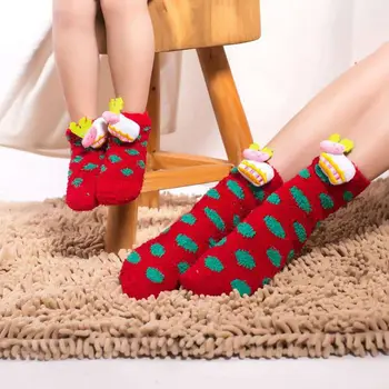 Yetişkinler Çocuklar Ebeveyn-offspring Sıcak Noel Tarzı Çorap Polyester Karikatür kaymaz Stereo Bebek Kat Noel Çorap Yeni