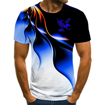 Yaz Moda Basit 3D Baskılı Kartal erkek tişört Nefes Sokak Giyim Kısa Kollu erkek Hip Hop Rahat Büyük Boy T-shirt