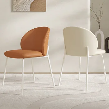 Deri dış mekan yemek sandalyeleri Accent Lüks Ziyafet Beyaz Modern Sandalye Ofis Vanity Veranda Sillas De Comedor Ev Mobilyaları