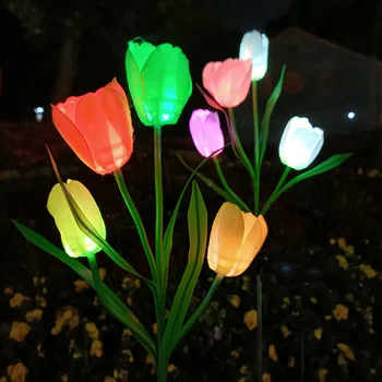 Sonbahar bahçe ledi çim lambaları Lampe Solaire Exterieur açık su geçirmez ışıklar renk değişikliği parti dekorasyon Gece Lambası 075