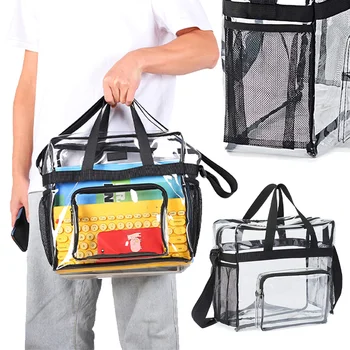 Şeffaf fermuarlı PVC taşınabilir çanta su geçirmez plastik büyük kapasiteli günlük ihtiyaçlar hediye makyaj giyim ambalaj çantası